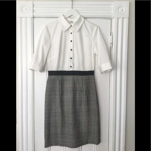 Milly Dress NWOT (size10) cotton top, wool hounds tooth